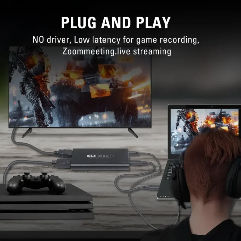 4K Ultra HD Live Streaming Game Grabber USB-C to HDMI Video Capture Device (U1000) - Image 5